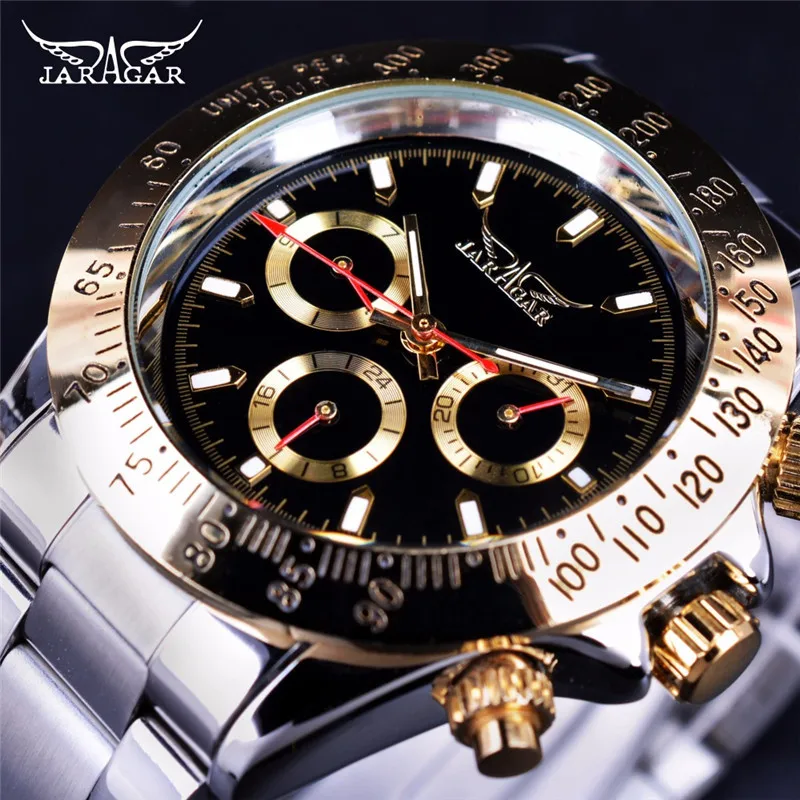 

Hot Sales-jaragar Men Fashion Casual Three-Eyed Calendar Week Fully Automatic Mechanical Wrist Watch