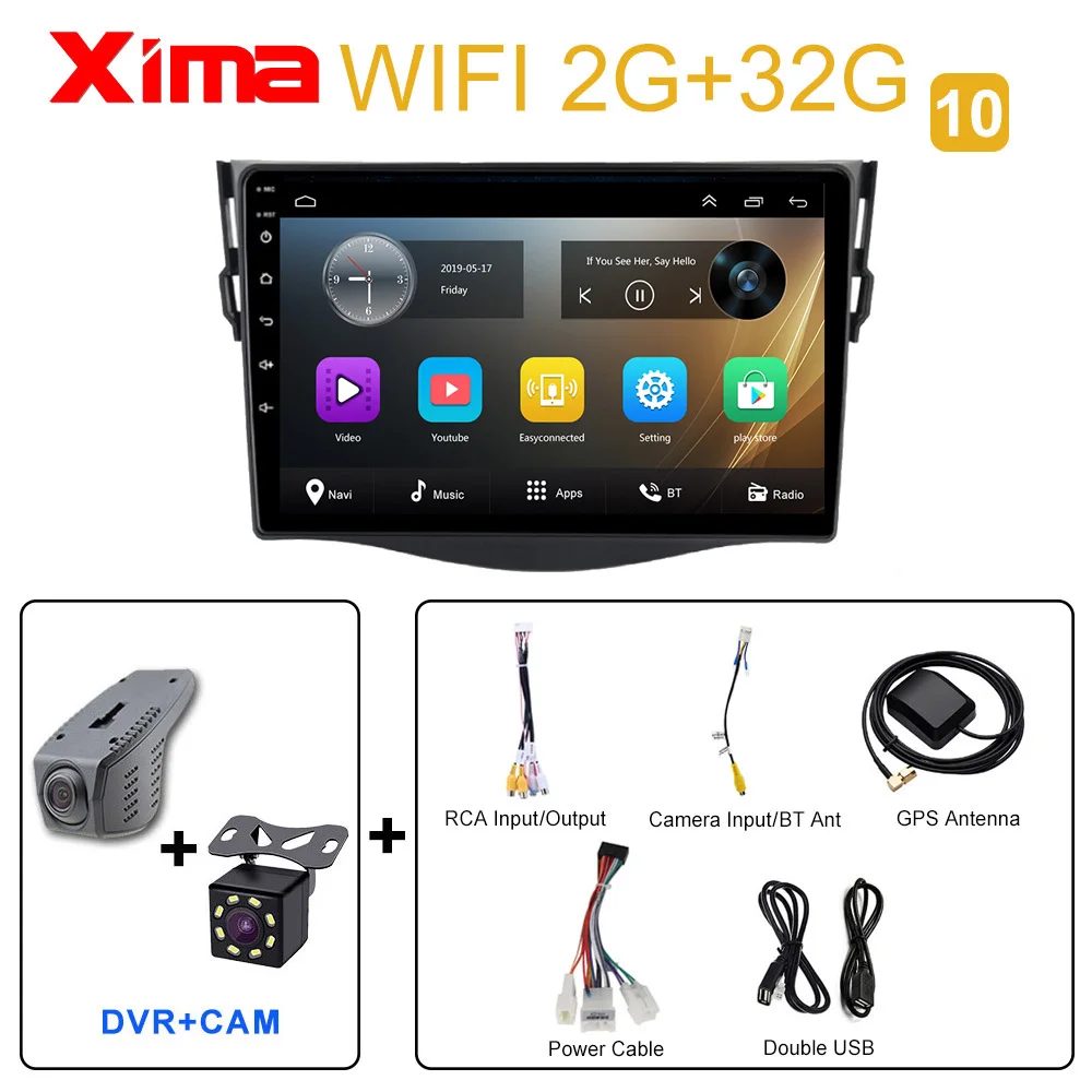 RAM 2G RAV4-CAM-DVR XIMA! " 2din Android 9,0 автомобильный dvd-плеер для RAV4 Rav 4 2007 2008 2009 2010 2011 Автомобильный Радио gps навигация Wifi плеер - Цвет: RAM 2G RAV4-CAM-DVR