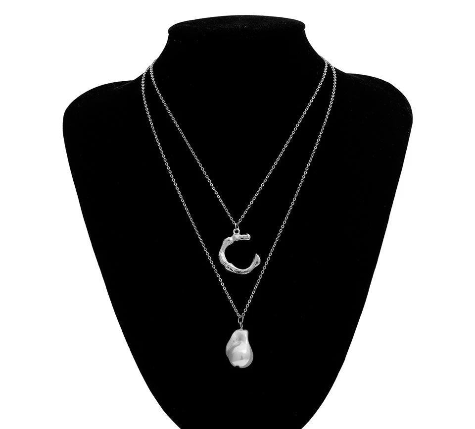 Youvanic Boho Moon необычное жемчужное ожерелье с подвеской Золотая Начальная Буква C Длинная цепочка ожерелье воротник Женская мода ювелирные изделия 2433 - Окраска металла: N1107-2