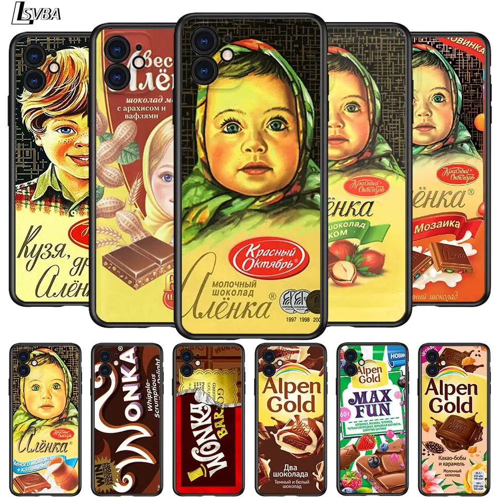 Alenka bar wonka chocolate for Apple iPhone 12 Pro Max Mini 11 XS X XR 6S 6 7 8 Plus 5 5S SE2020 Black Phone Case | Мобильные