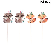 24pcs עוגת צילינדר הודי קריקטורה הודיה חמוד המפלגה ספקי Cupcake מבחר עבור הודיה מסיבת יום הולדת עוגת טופר A30(China)