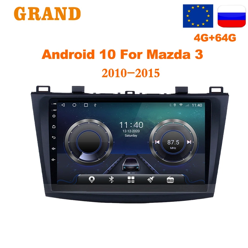 GRAND 2 Din Autoradio Android 10 Für Mazda 3 2010 - 2015 GPS Navigation Multimedia Video Player mit RDS 4G 2din dvd Autoradio
