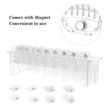 

10PCS Professional Hair Clipper Combs Guide Kit Magnetic Transparent Plastic Hair Trimmer Guards Attachments Hair Salon Tool