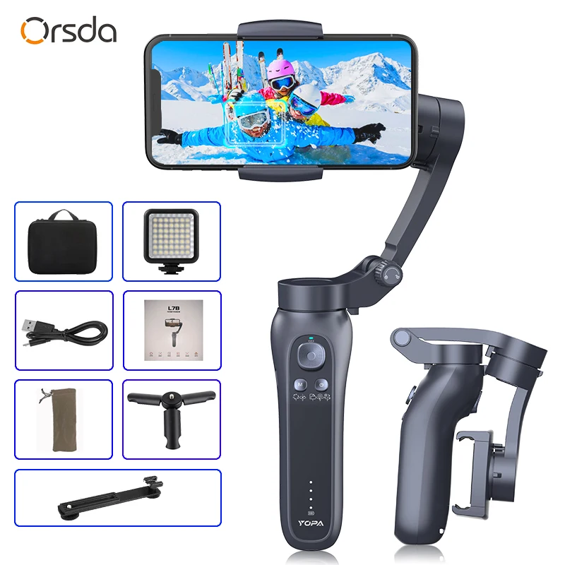 Orsda L7B Gimbal 3 Axis Handheld Smartphone Stabilizer smart  for Action Gopro camera Video  tik Youtube tiktok tok Vlog Live