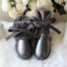 Новинка; женская обувь; зимние сапоги из натуральной овечьей кожи; модные зимние сапоги на шнуровке; натуральный мех; Шерсть; теплая кожаная обувь