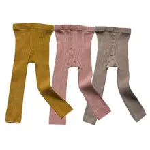 3 пар/компл. детская одежда для девочек штаны средней эластичности и Толщина Повседневное Карамельный Цвет полной длины осень Эластичные леггинсы
