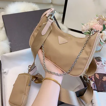 

High Quality Women Crossbody Bag 2019 Luxury Handbags 2 piece set Designer with Mini Pocket Chains Female Shoulder Messenger Bag