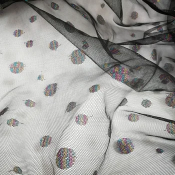 

1 Yard Dots Embroidered Transparent Voile Fabric Polyester Shiny Mesh Fabric For Tutu Skirt DIY Decoration Tulle Fabric