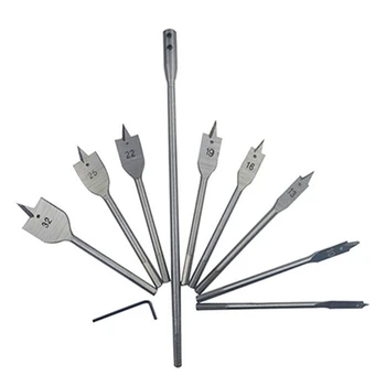 

10pcs / Set Full Carbon Steel Hex Shank Spade Flat Wood Drill Bit Set For Metal Steel Wood Drilling Power Tools Kit