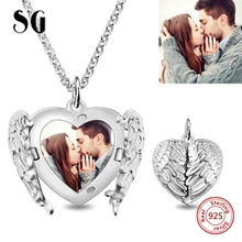 Personalized 925 Sterling Silver Heart Engraved Feather Necklace Memorial Jewelry Gift Keepsake for Lover