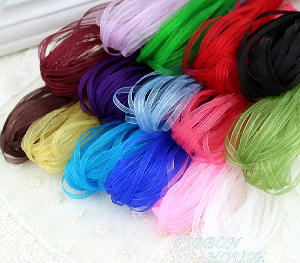 

White (10meters/lot) 1/8''(3mm) organza ribbons wholesale gift wedding Christmas Party decoration wrapping ribbons DIY Headwear