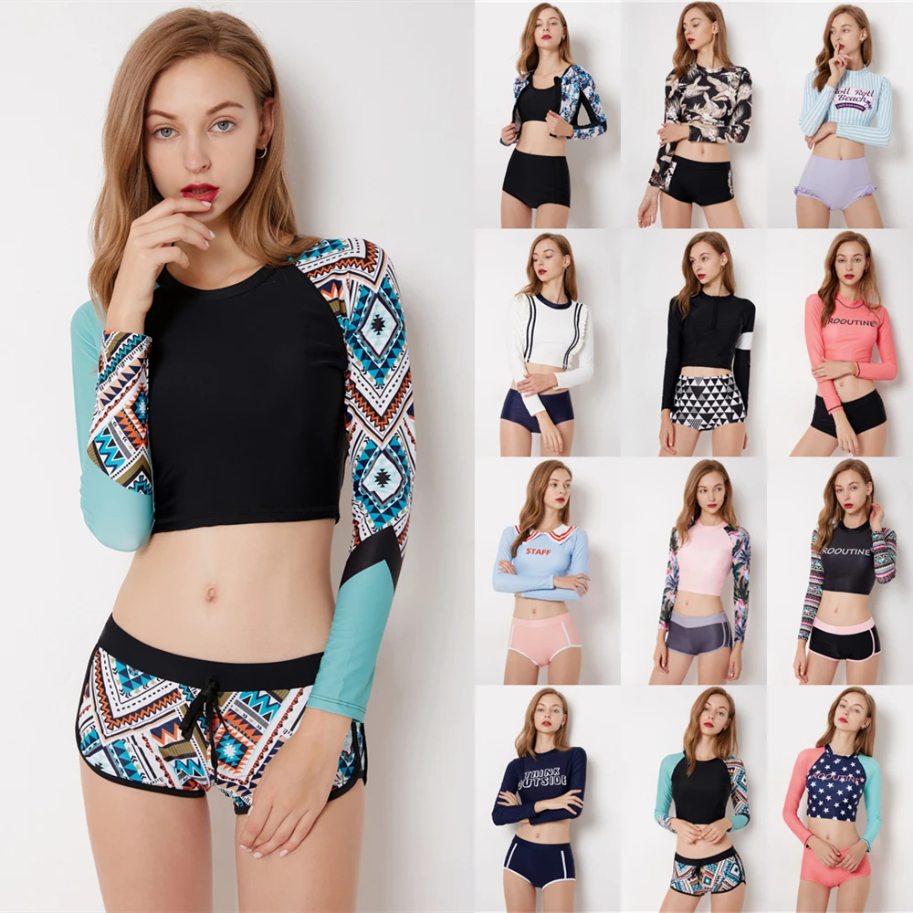long sleeve crop bathing suit