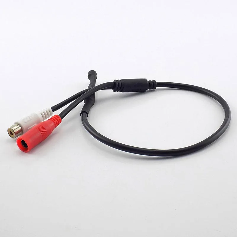 DC 12 В мини микрофон звукосниматель монитор аудио звукосниматель RCA кабель питания для камеры видеонаблюдения DVR видеонаблюдения O21