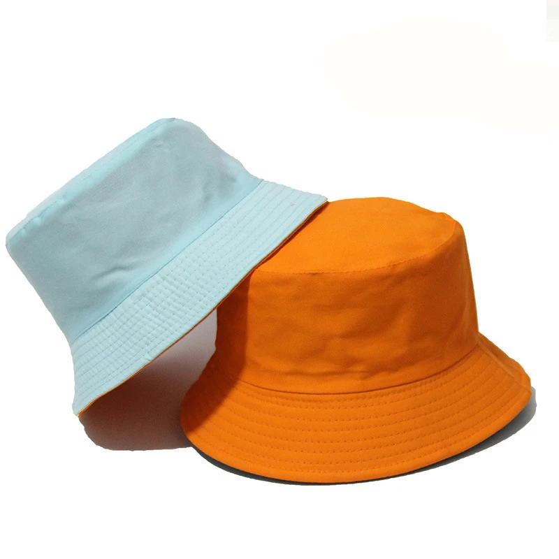  - Black Solid Dots Bucket Hat Two Side Wear Unisex Simple Bob Caps Hip Hop Gorros Men Women Panama Cap Beach Fishing Boonie Sunhat
