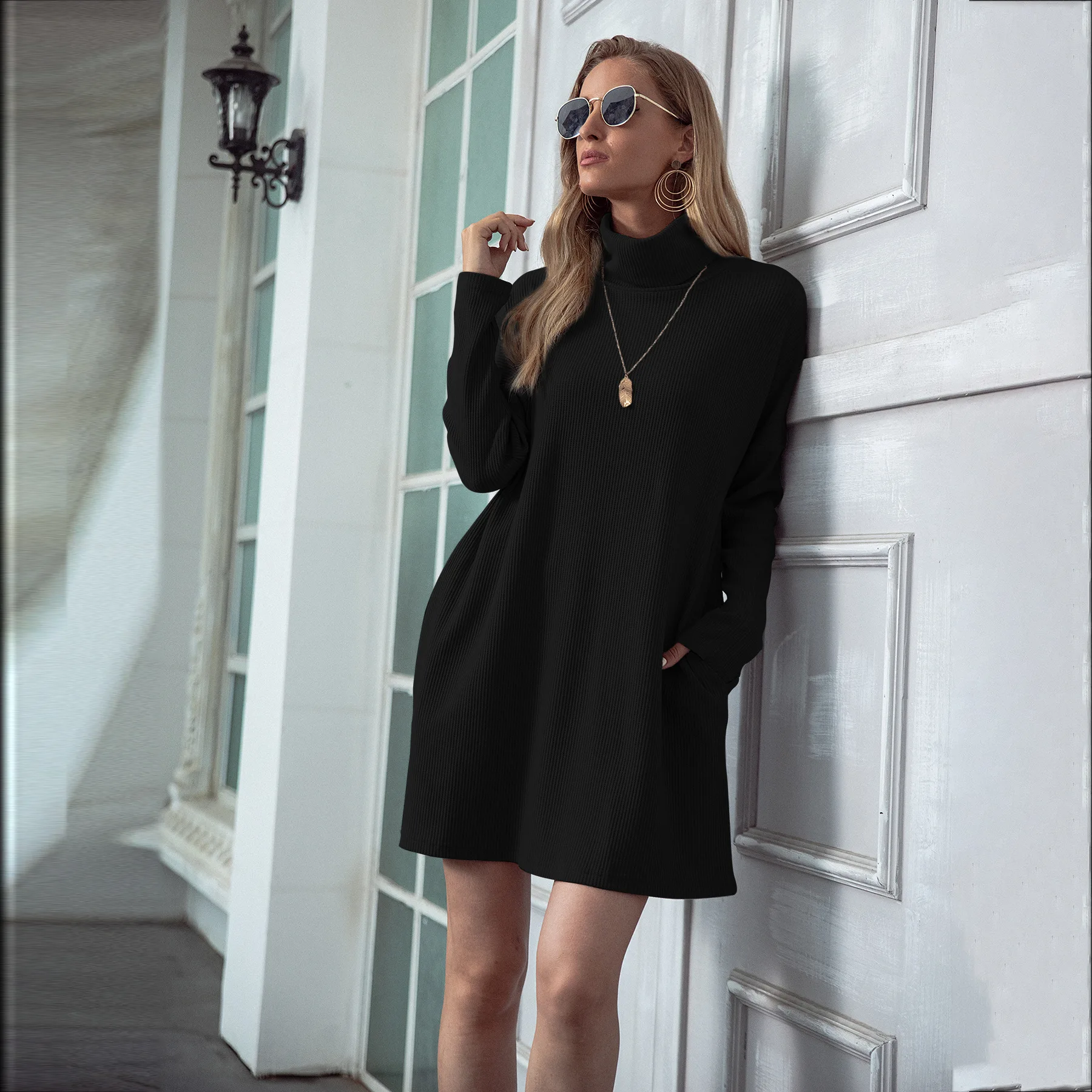

Dresses Women Dress Elegant Cotton A-Line Solid Full Woman Dress Sweater Dress Sexy Dress Y2k Dress