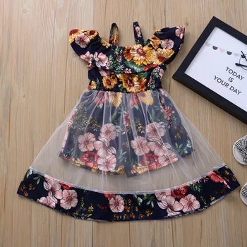 

2020 Fashion Kids Baby Girls Dress Beach Floral Vest Baby Summer Dress Toddler Clothes Infant Floral Clothes For Baby Girls 1-3T