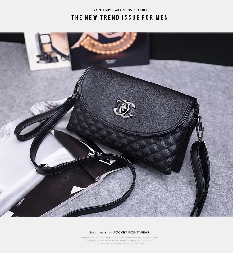 

2018 New Style Black And White with Pattern Trendy Bag Washed Leather Rhombus Square Sling Bag Carrying Crossbody/shoulder Bag K