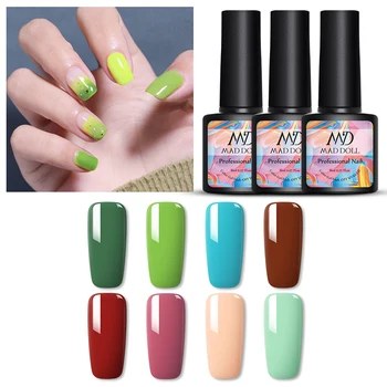 

1 Bottle 8ml MAD DOLL Spring Summer Colors Gel Nail Gel Varnish Soak Off Polish LED UV idea nail Beauty