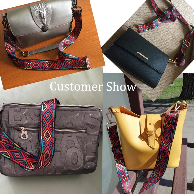 Nylon Colored Belt Bags Strap Accessories for Women Rainbow Adjustable Shoulder Hanger Handbag Straps Decorative Handle Ornament 4