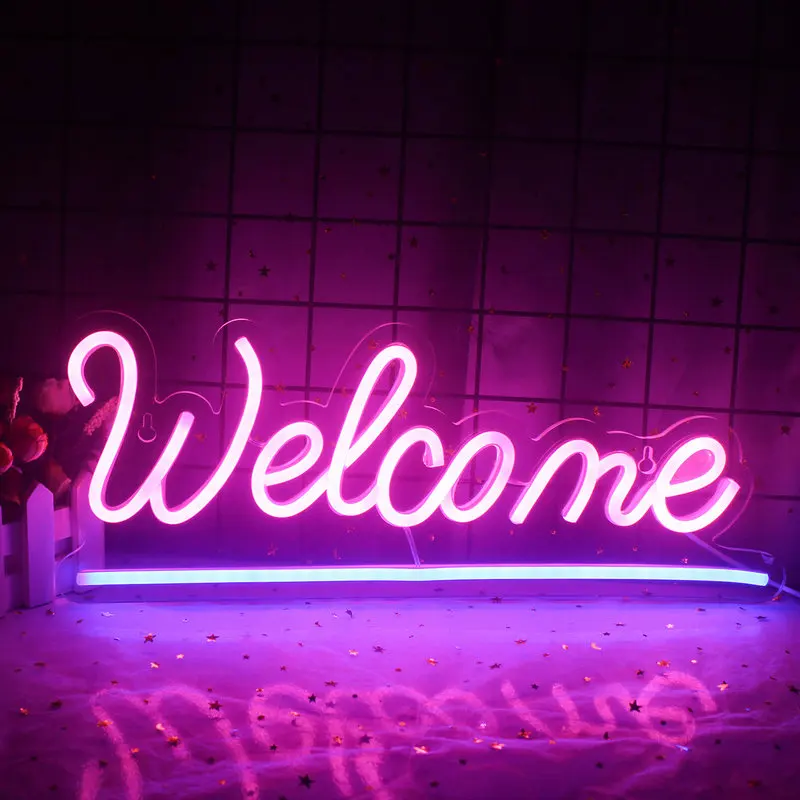 

Wanxing Neon Led Neon Sign Welcome Design Wall Hanging Art For Shop Store Restaurant Bar Bedroom Home Room Decor USB Powered