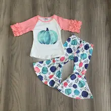 Хэллоуин благодарения, осенне-зимняя одежда детская хлопковая одежда коралловые Шелковые штаны с оборками и тыквой молочные штаны с оборками