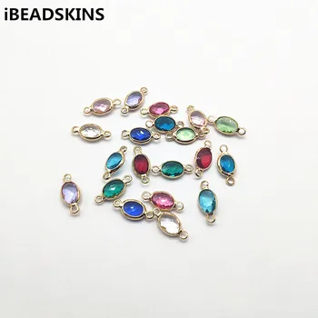 

New arrival! 15X7mm 100pcs Copper/Glass Faceted Oval Connectors for Necklace Earrings DIY,Earrings parts,hand Made Jewelry DIY