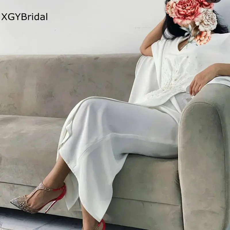 

New Arrival Spandex White Formal dresses evening party night abendkleider Crystals Beading evening gown vestidos de noite