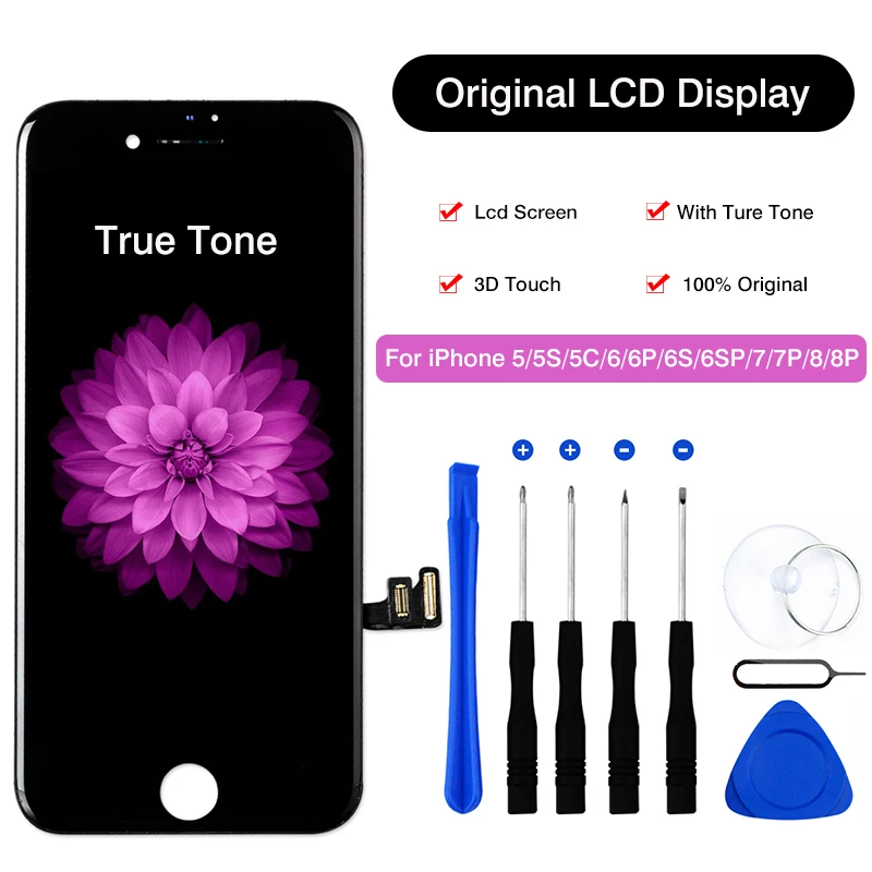 Оригинальный ЖК-Экран 1:1 OEM для iPhone 6 6S Plus 7 8 5S 8P дисплей 3D сенсорный экран с True Tone