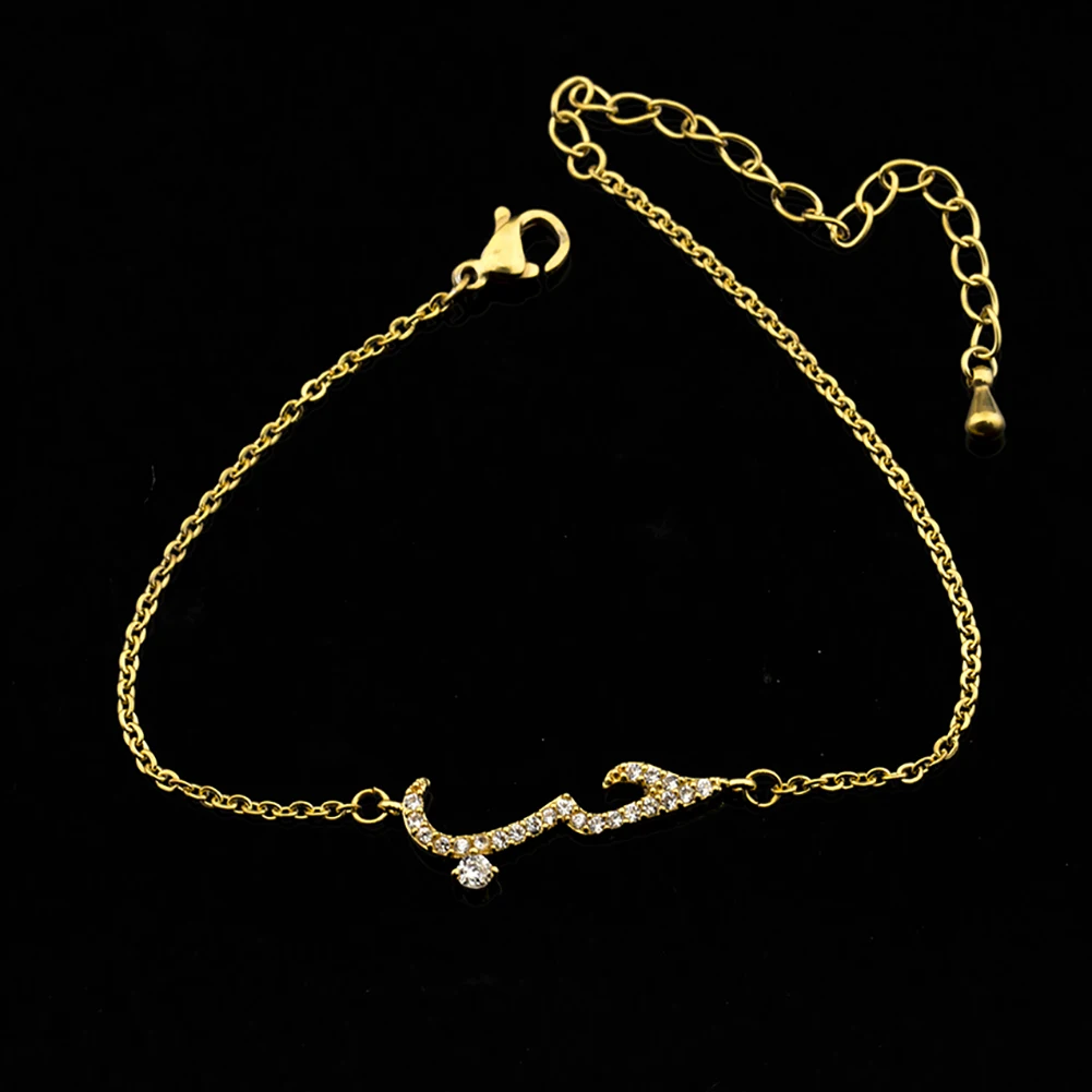 Hot Women Arabic Letter Love Faux Quartz Chain Bracelet Bangles Necklace Jewelry New