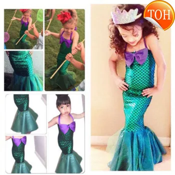 

princess ariel dress cosplay costume kids for girl fancy green dress Halloween Christmas cosplay costume