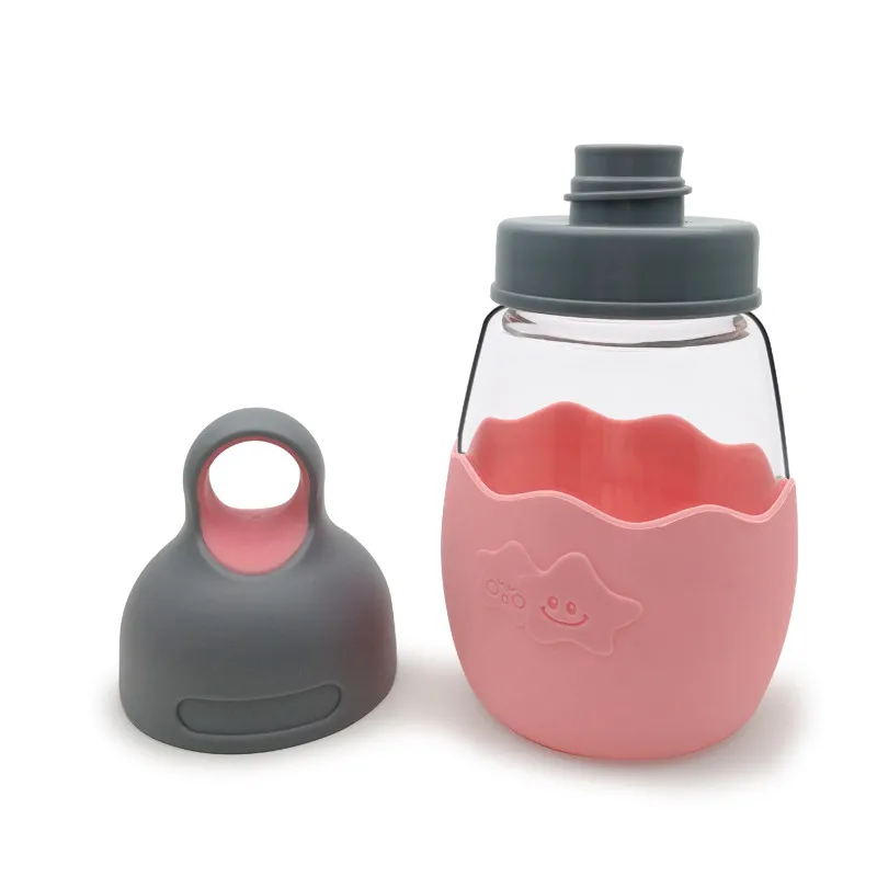 Cute Glass Water Bottle Cartoon Mini Outdoor Bottles Of Water Korea Student Tour Portable Coffee Milk Drinkware Pot-bellied Cup