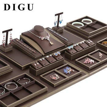 

DIGU Customized full set jewelry display props necklace jewelry shelf bracelet jade display window shelf leather display set