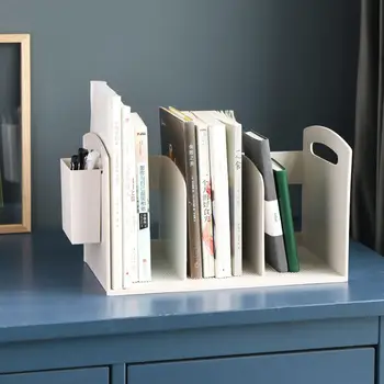 

Desktop White Bookshelf Bookend Magazines Storage Rack Bookcase Desk Organizer Holder Display Office Home Decoration