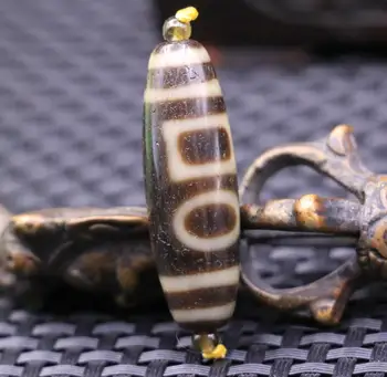 

Magic Power Tibetan Old Oily Agate Double Heaven&Earth Small dZi Bead 38MM 5AA