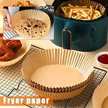 50PCS Round Hamburger Oil Blotting Paper Oven Grill Paper Absorbing Oil Sheet Kitchen Tools Air Fryer Disposable Paper Liner