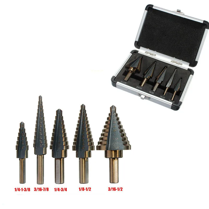 5 шт. высокоскоростное стальное ступенчатое сверло из быстрорежущей стали