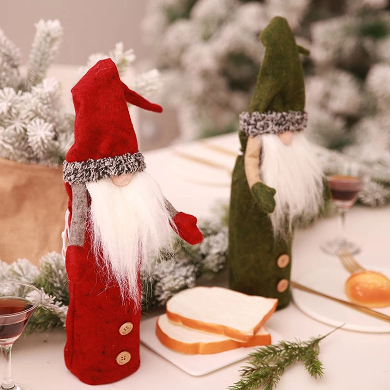 Рождественские гномы винные бутылки крышка, ручной работы шведский Tomte Gnomes винные бутылки топперы Санта Клаус бутылки Сумки с кулиской St