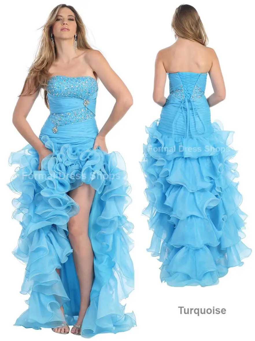 

free shipping 2020 design open leg custommade size SEXY EVENING FORMAL PROM GOWN SWEET BEAUTY PAGEANT RUFFLE DRESS NEW HIGH LOW
