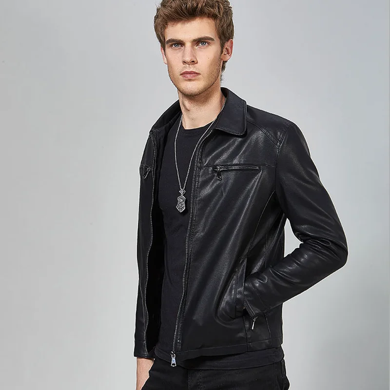 

Mens Leather Jackets Spring And Autumn Motorcycle Male PU Coats Biker Faux Leather Fashion Outerwear