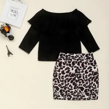 

Fashion Kids Baby Girl Outfits Clothes Tops Leopard T-shirt+Tutu Skirt Dress Suit Set