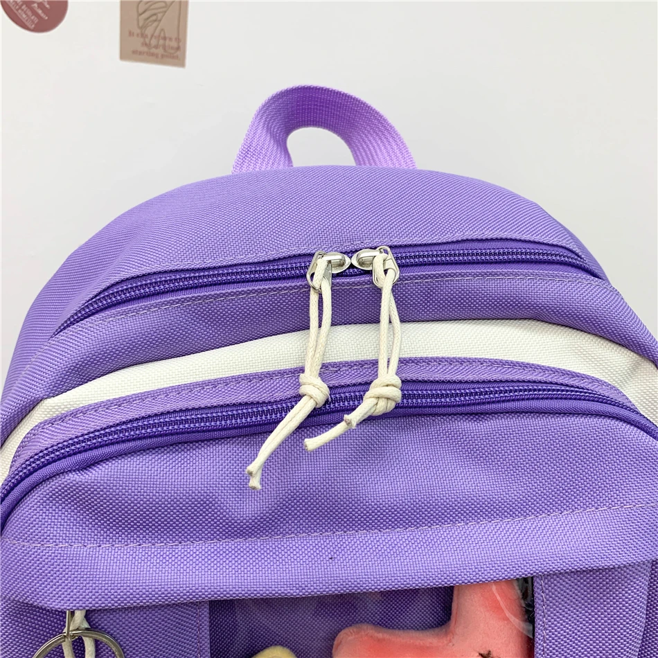 4 Piece Set of High Quality Solid Color Women's Backpack Transparent Waterproof Nylon School Bag for School Teenagers Girls Sac