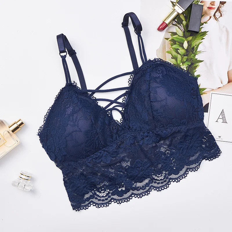 Hot Sale Women Sexy Bra Lace Floral Underwear Padded Bralette Femme Front Cross None Closure Intimates Lady Bras Hot Sale Women Sexy Bra Lace Floral Underwear Padded Bralette Femme Front Cross None Closure Intimates Lady Bras
