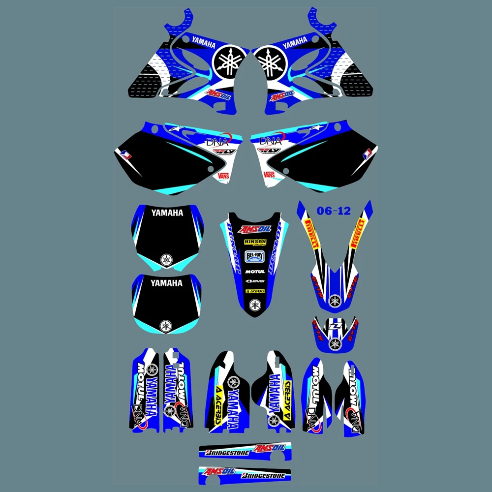 Для YAMAHA YZ125 YZ250 2002- полная графика наклейки набор пользовательских цифр имя глянцевые наклейки водонепроницаемый