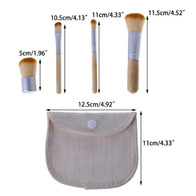 

4pcs Makeup Brush Kit Pro Bamboo Mini Brushes Set Make up Cosmetic Facial Brush