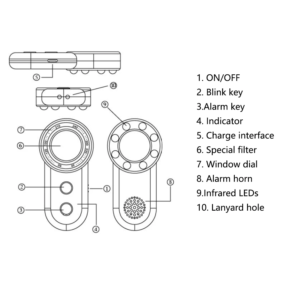 SQ101 Portable Anti Spy Camera Detector Hidden Camera Detector Bug Detector Finder Anti-theft Alarm - Famidy.com