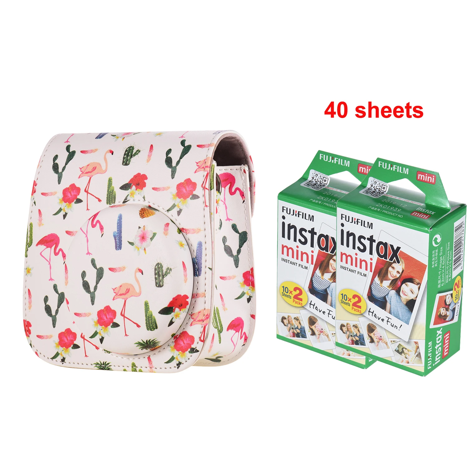 white 40 sheets Наплечная сумка для камеры, защитный чехол из искусственной кожи, цветная кожаная сумка для камеры с изображением леса для Fujifilm Instax Mini 8/MINI8+/9 - Цвет: white 40 sheets