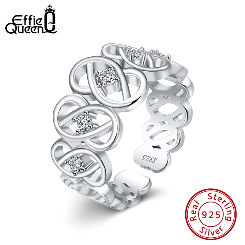 Effie queen,, S925 серебро, женское Кластерное кольцо, AAAA, циркон, выдолбленные, открытые кольца, для женщин, свадьба, помолвка, ювелирное изделие, подарок, TSR150