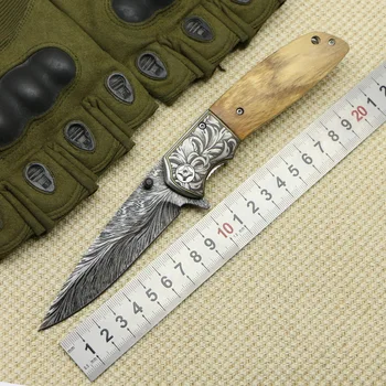 

TIGEND CM77 New arrival 9cr18mov blade Steel + Wood handle Flipper folding knife Outdoor camping hunting pocket knives EDC tool