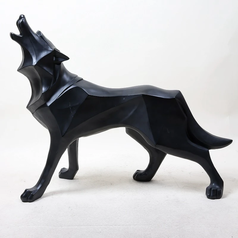 Abstract Totem Wolf Dog Statue Sculpture Geometric Resin Furnishing Home Decoration Accessories Modern Ornament Gifts Crafts