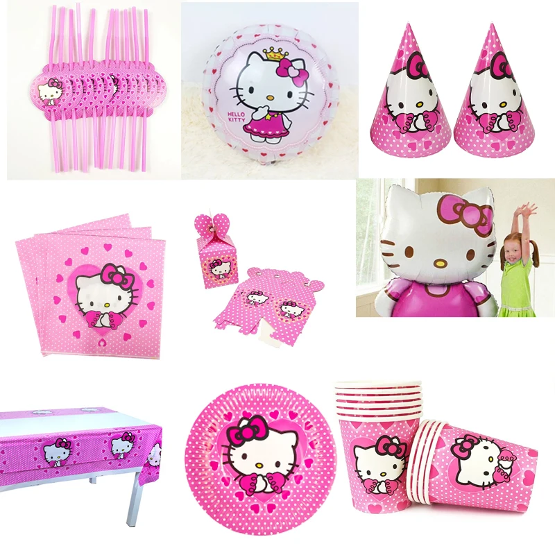С Днем Рождения Декор поставки мультфильм hello kitty одноразовая посуда чашка